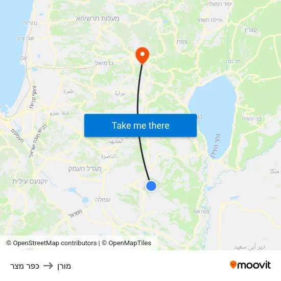 כפר מצר to מורן map