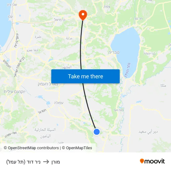 ניר דוד (תל עמל) to מורן map