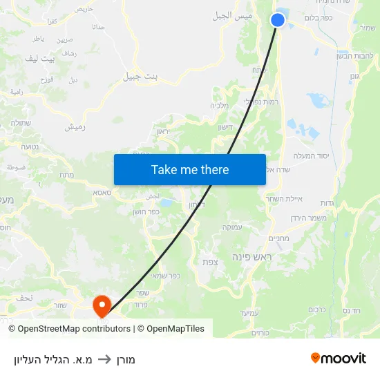 מ.א. הגליל העליון to מורן map