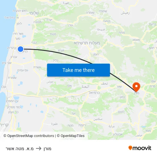 מ.א. מטה אשר to מורן map