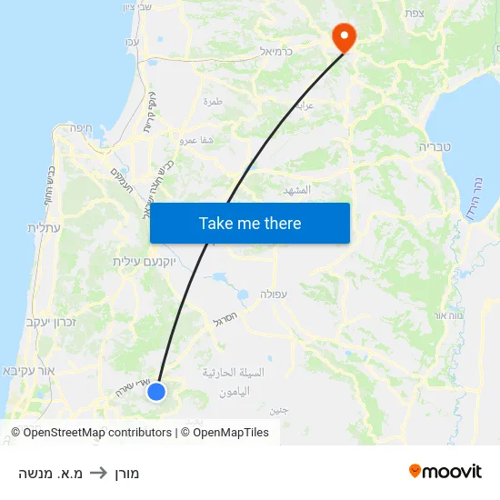 מ.א. מנשה to מורן map