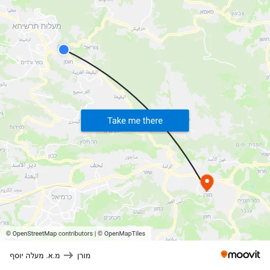 מ.א. מעלה יוסף to מורן map