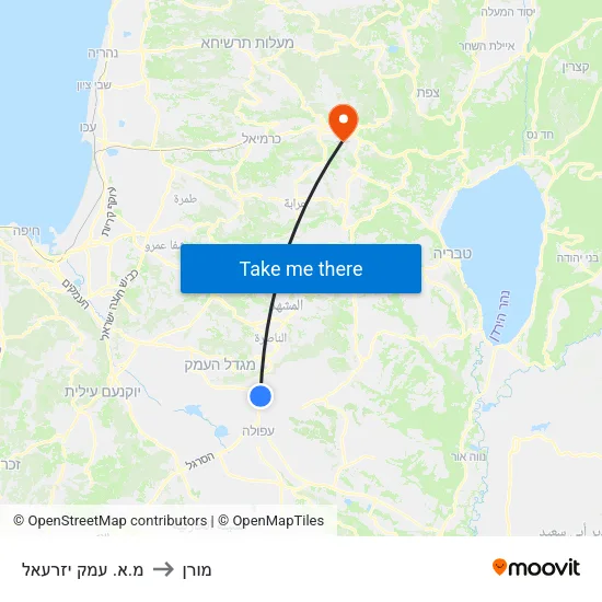מ.א. עמק יזרעאל to מורן map