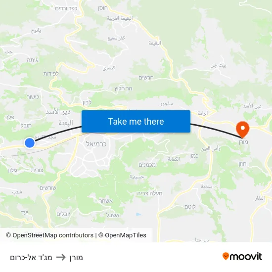מג'ד אל-כרום to מורן map