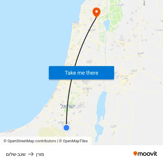 שגב-שלום to מורן map