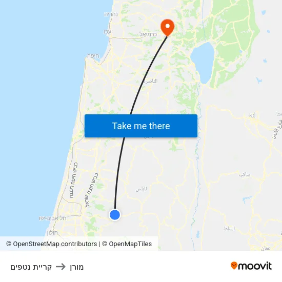 קריית נטפים to מורן map