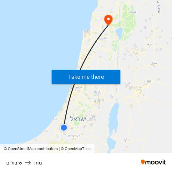 שיבולים to מורן map