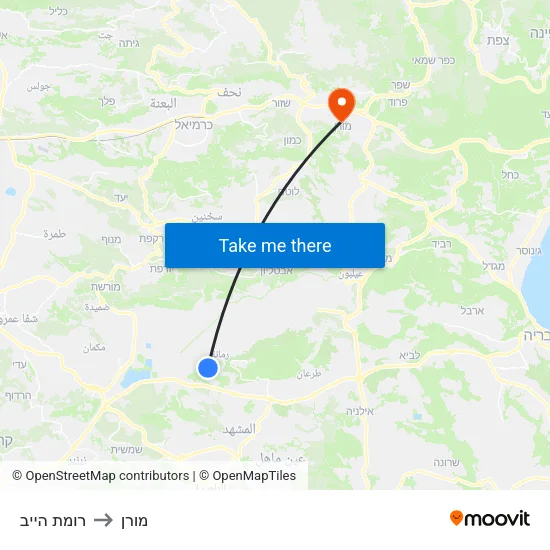 רומת הייב to מורן map
