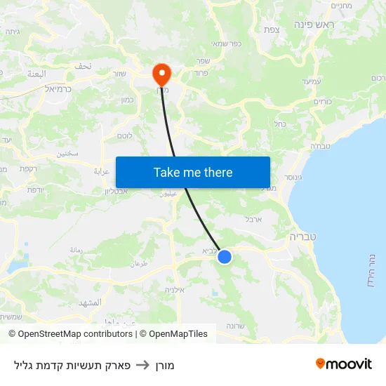 פארק תעשיות קדמת גליל to מורן map