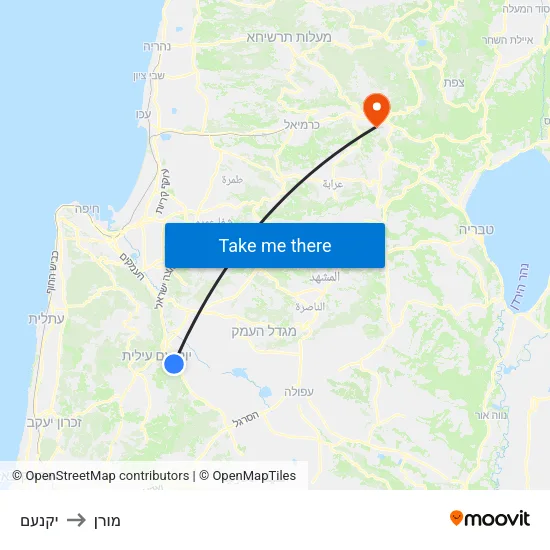 יקנעם to מורן map