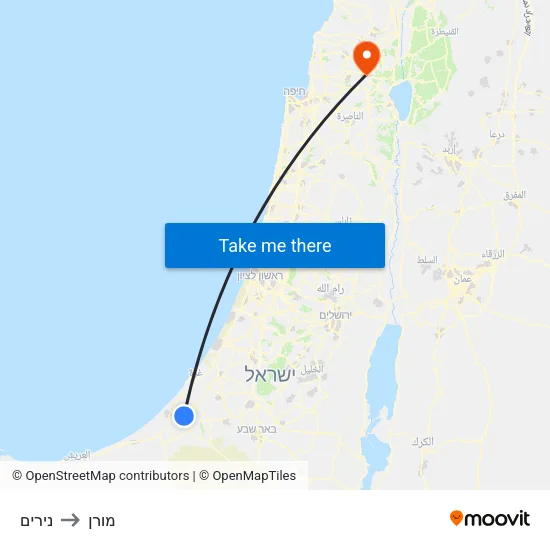 נירים to מורן map