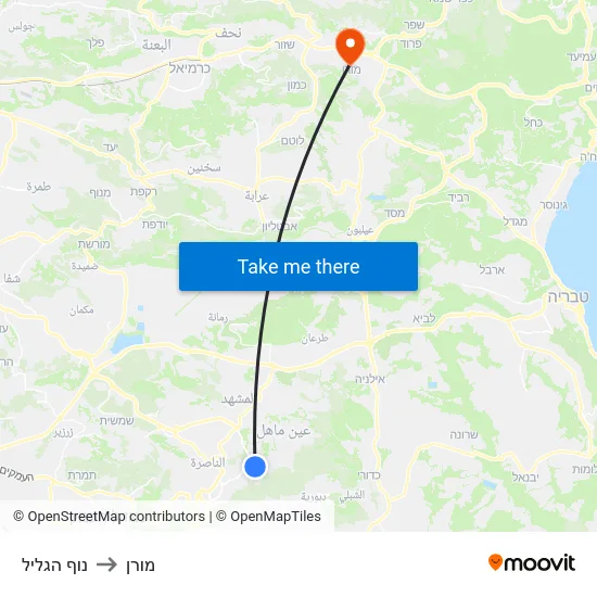נוף הגליל to מורן map