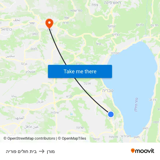 בית חולים פוריה to מורן map