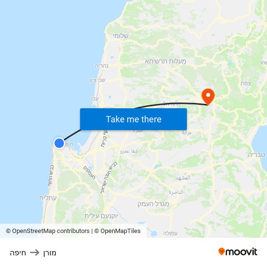 חיפה to מורן map