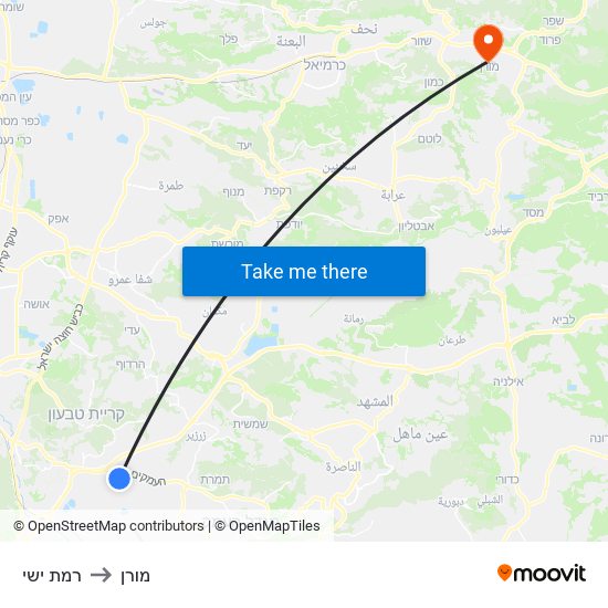 רמת ישי to מורן map