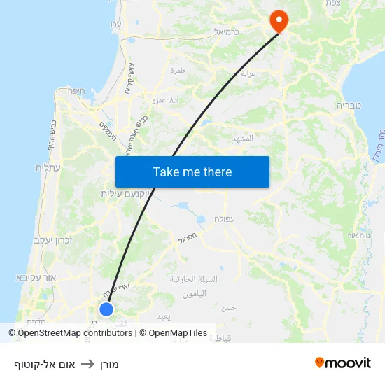 אום אל-קוטוף to מורן map