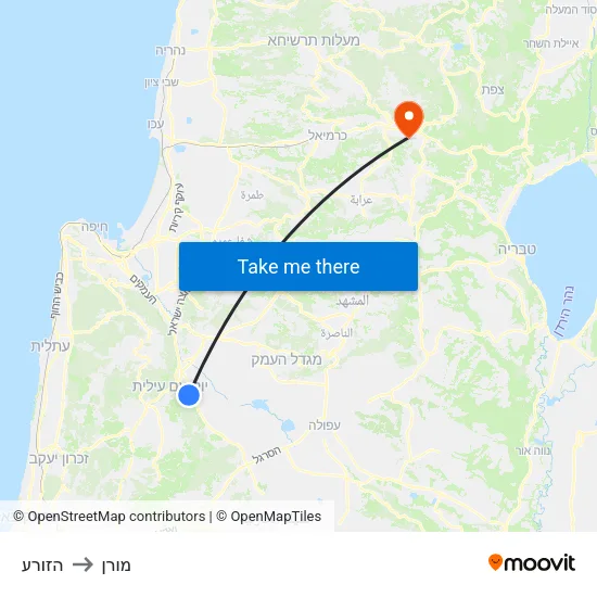 הזורע to מורן map
