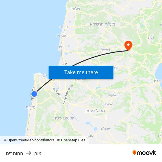 החותרים to מורן map