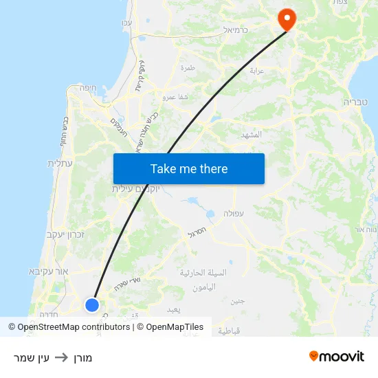 עין שמר to מורן map