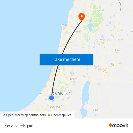 שדה צבי to מורן map