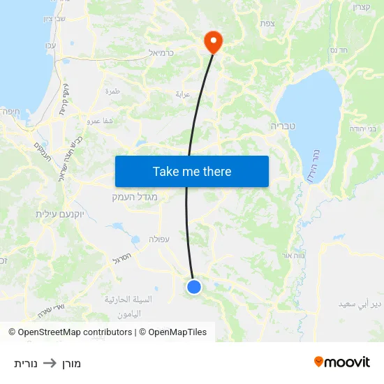 נורית to מורן map