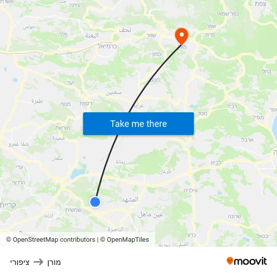 ציפורי to מורן map