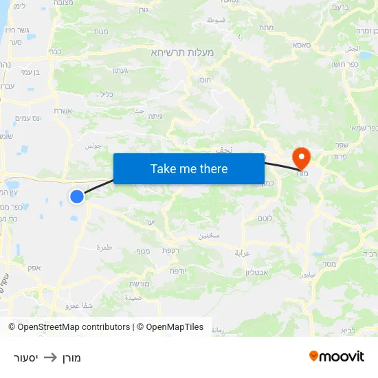 יסעור to מורן map