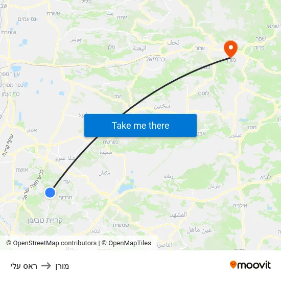ראס עלי to מורן map