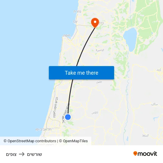צופים to שורשים map