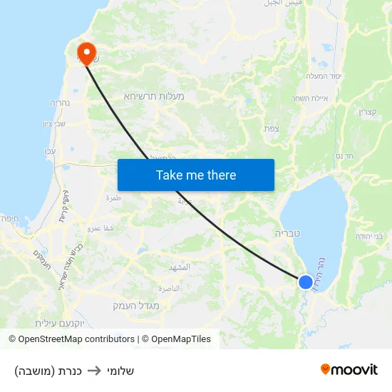 כנרת (מושבה) to שלומי map