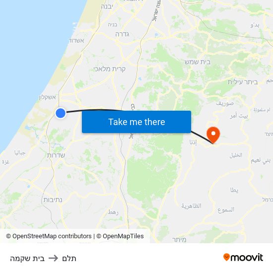 בית שקמה to תלם map