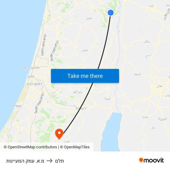 מ.א. עמק המעיינות to תלם map