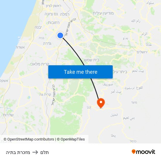 מזכרת בתיה to תלם map