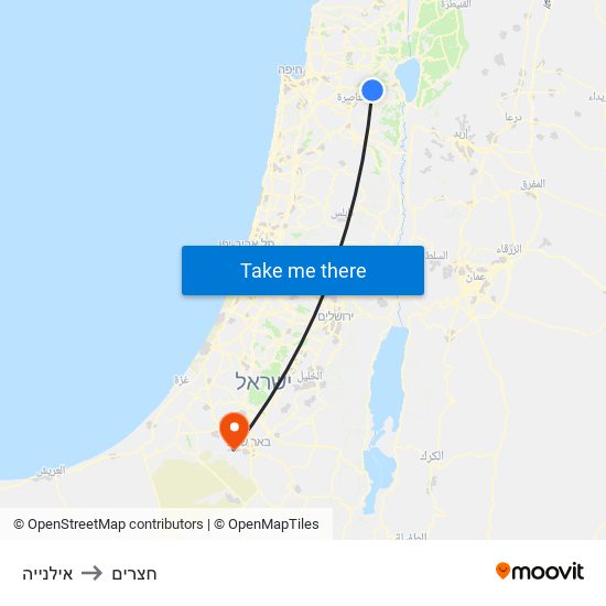 אילנייה to חצרים map