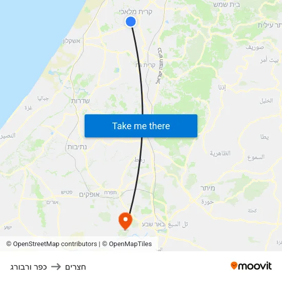 כפר ורבורג to חצרים map