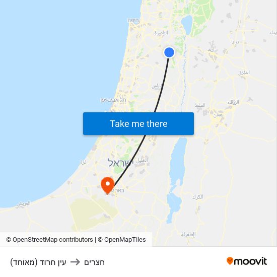 עין חרוד (מאוחד) to חצרים map