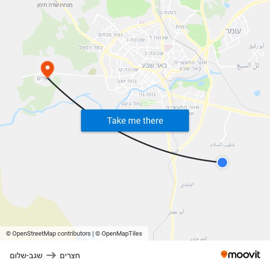 שגב-שלום to חצרים map