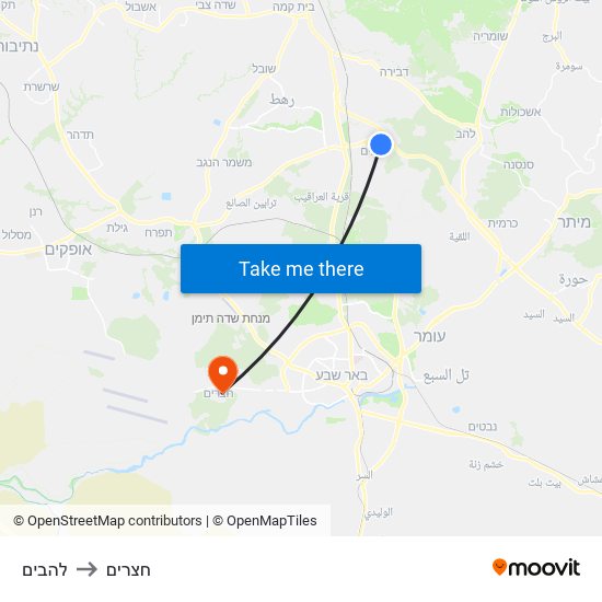 להבים to חצרים map