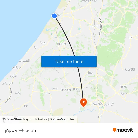 אשקלון to חצרים map