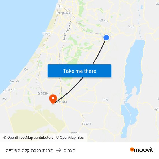 תחנת רכבת קלה העירייה to חצרים map