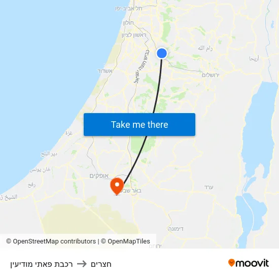 רכבת פאתי מודיעין to חצרים map