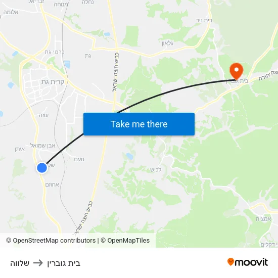 שלווה to בית גוברין map