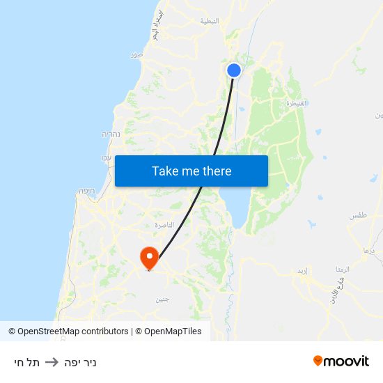 תל חי to ניר יפה map