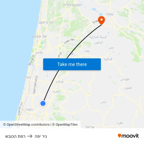 רמת הכובש to ניר יפה map