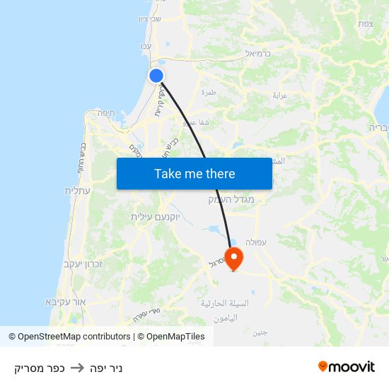 כפר מסריק to ניר יפה map