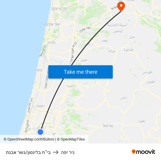 בי''ח בלינסון/גשר אבנת to ניר יפה map