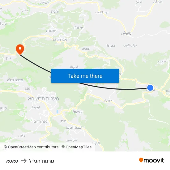 סאסא to גורנות הגליל map