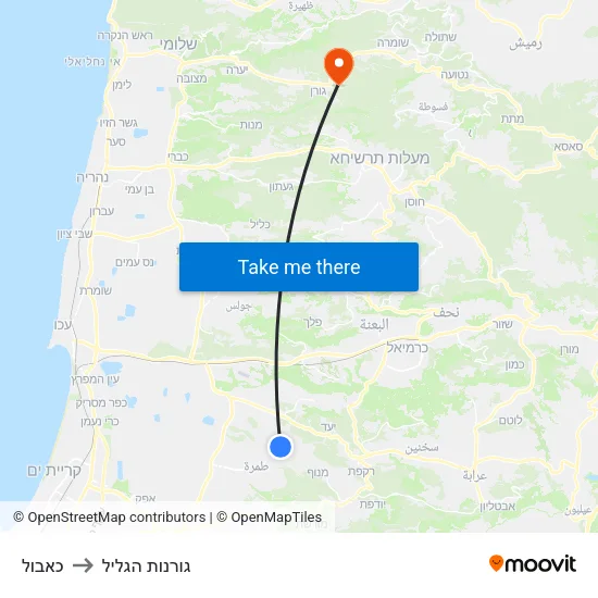 כאבול to גורנות הגליל map