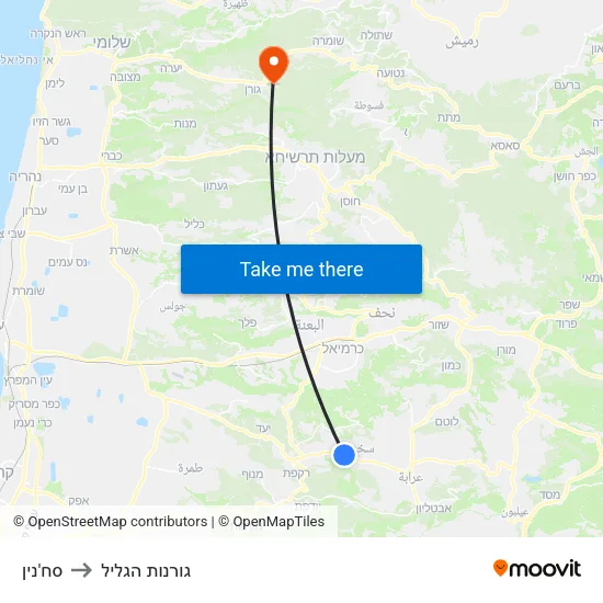 סח'נין to גורנות הגליל map