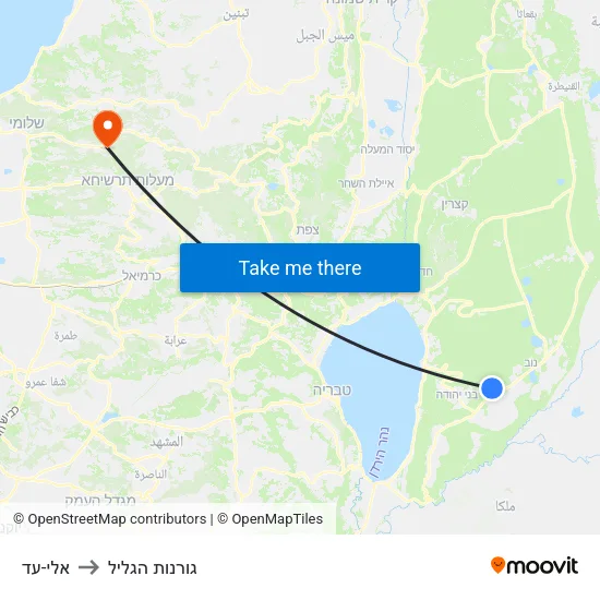 אלי-עד to גורנות הגליל map